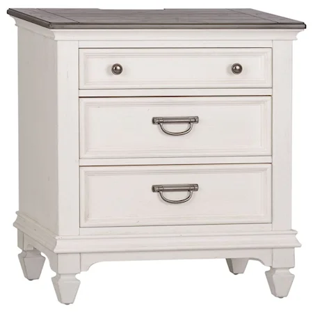 Cottage 3 Drawer Nightstand with Built In Charging Station